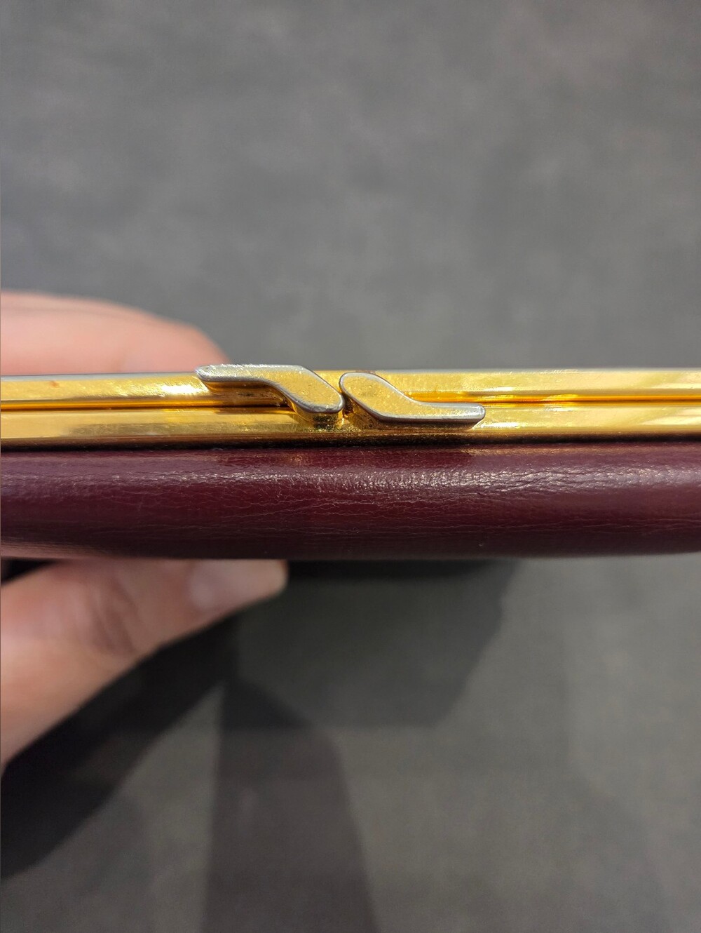 Cartier Burgundy Leather Wallet with Gold Corner Accents - Picture 2 of 6
